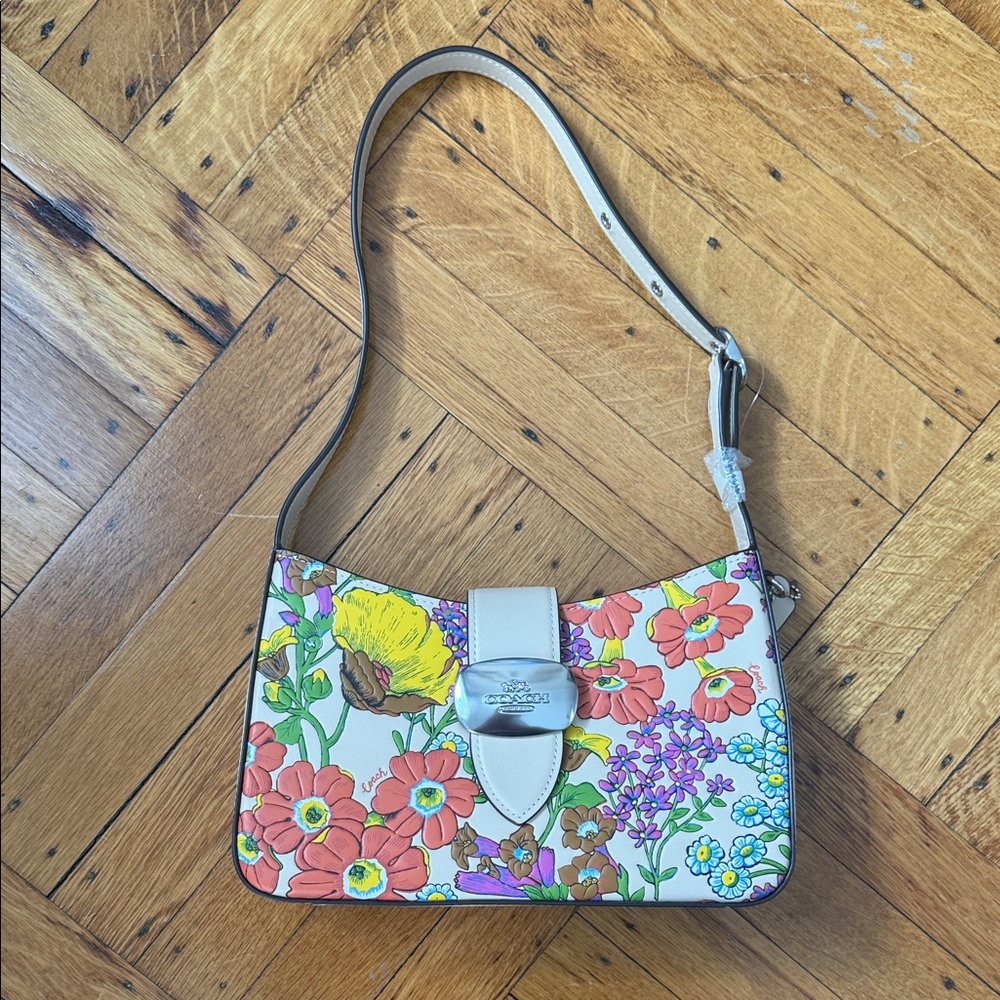 Coach Eliza Floral Shoulder Bag - Cream and Multicolor for spring